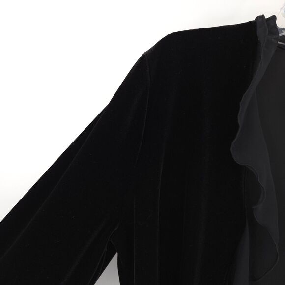 Chico's Travelers velvet ruffle open jacket Size 1 (M) black long sleeve evening - Picture 2 of 8